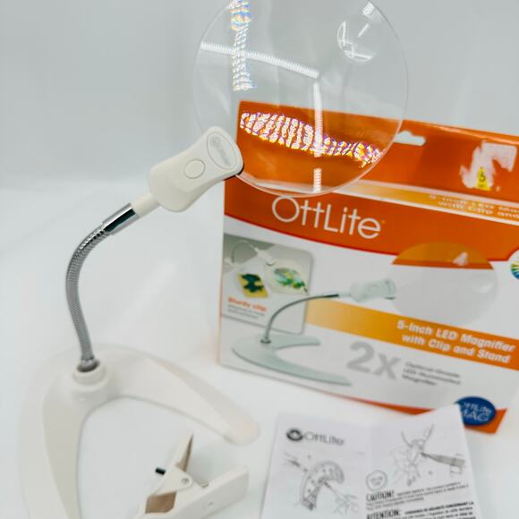 OttLite LED Magnifier Lamp Clip-On Freestanding Flexible Craft Hobby Light 2X - Picture 2 of 7